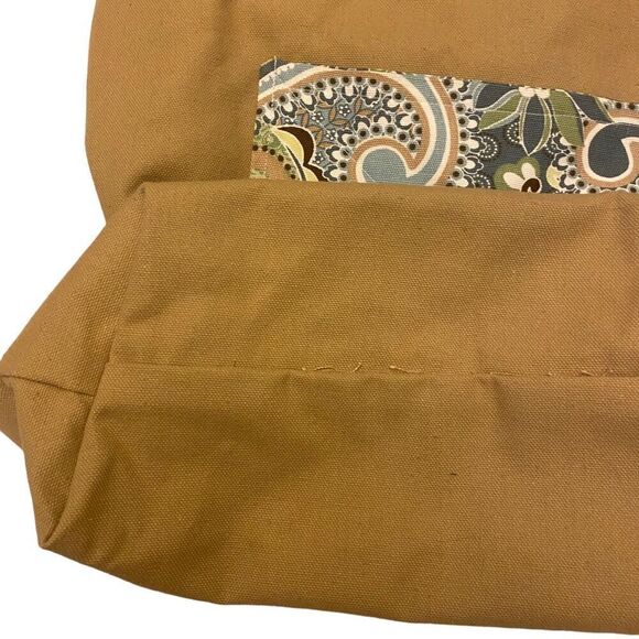 Handcrafted‎ Tan and Blue Paisley Reusable Shopping Bag - Picture 7 of 10